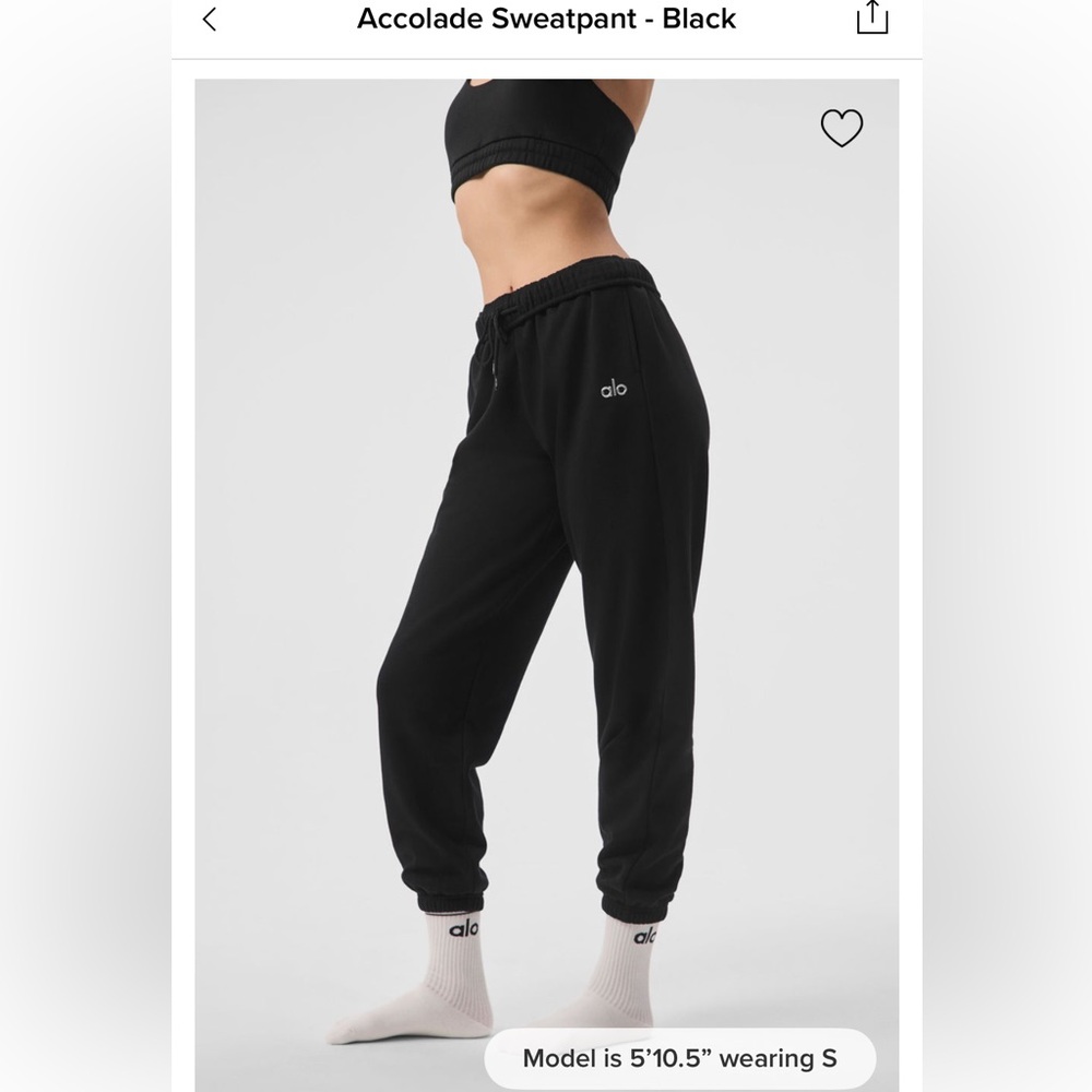 Like New - Alo Accolade Sweatpants, Black, Women’s Size XXS